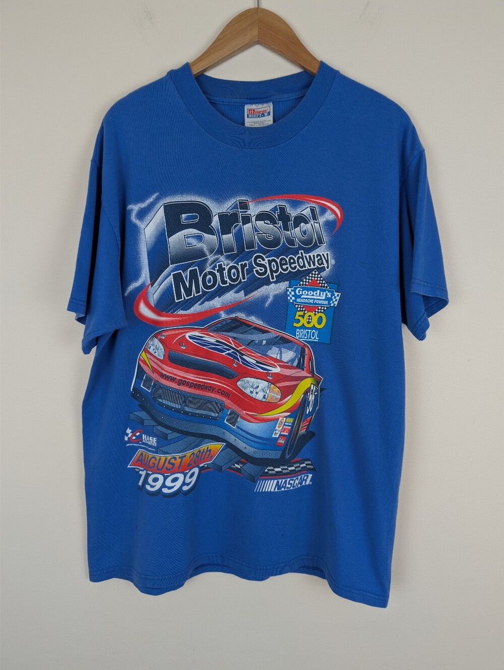 Vintage 1999 Bristol Motor Speedway Goody's 500 Race Graphic T-shirt